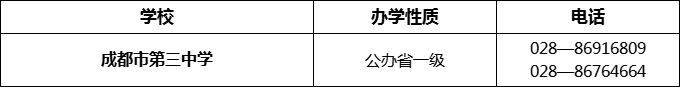 2024年成都市第三中學招辦電話是多少？