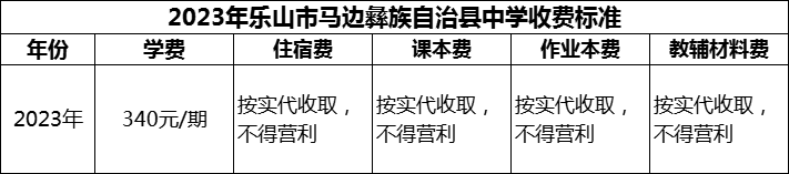 2024年樂山市馬邊彝族自治縣中學學費多少錢？