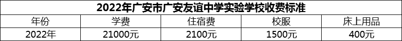 2026年廣安市廣安友誼中學(xué)實(shí)驗(yàn)學(xué)校學(xué)費(fèi)多少錢？