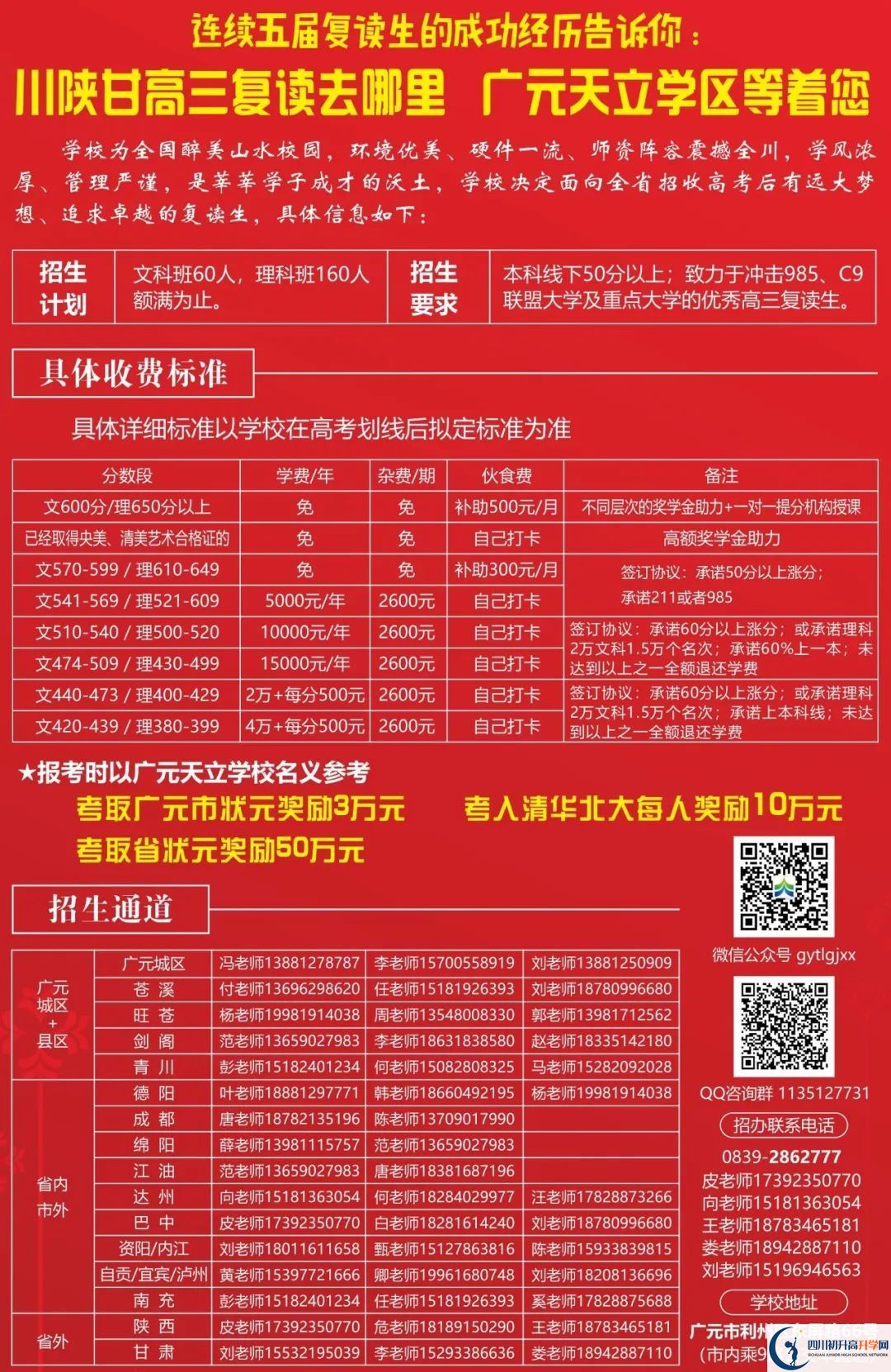 2022年廣元市廣元天立國際學(xué)校高三招收復(fù)讀生嗎？
