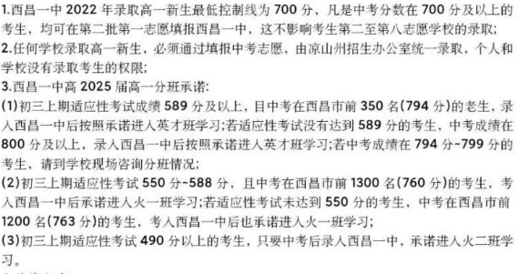 涼山州西昌市第一中學2023年招生條件是什么？